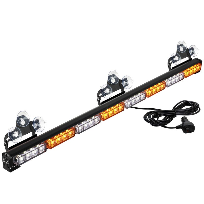 ASPL 36" 32LED Traffic Advisor Light Bar Warning Emergency Strobe Light Bar Directional Flashing Emergency Caution Lighting Led Safety Lights with 16 ft Straight Cord (Amber/White) - Image 1